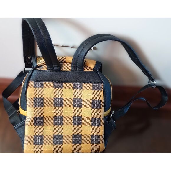 Harry Potter small Backpack Hufflepuff plaid Black Yellow Loungefly main image 4